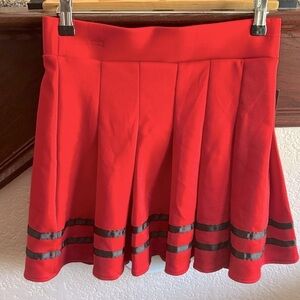 Spirit Cheerleader Red Skater Skirt with Black Accents Dark Academia Costume